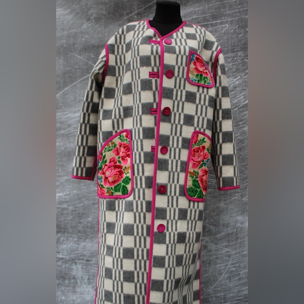 Upcycled VTG blanket coat- beautiful colors